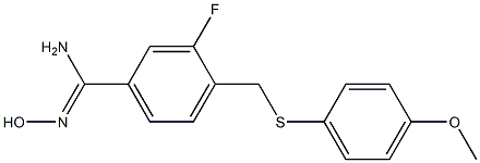 3-fluoro-N'-hydroxy-4-{[(4-methoxyphenyl)sulfanyl]methyl}benzene-1-carboximidamide Struktur