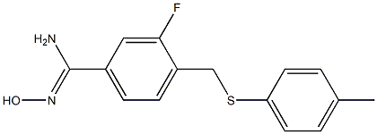 3-fluoro-N'-hydroxy-4-{[(4-methylphenyl)sulfanyl]methyl}benzene-1-carboximidamide Struktur