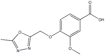 3-methoxy-4-[(5-methyl-1,3,4-oxadiazol-2-yl)methoxy]benzoic acid 结构式