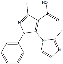 3-methyl-5-(2-methyl-1H-imidazol-1-yl)-1-phenyl-1H-pyrazole-4-carboxylic acid Structure