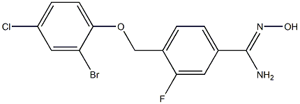 4-(2-bromo-4-chlorophenoxymethyl)-3-fluoro-N'-hydroxybenzene-1-carboximidamide,,结构式