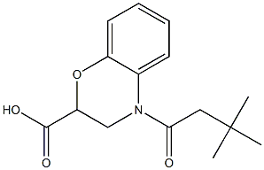 4-(3,3-dimethylbutanoyl)-3,4-dihydro-2H-1,4-benzoxazine-2-carboxylic acid 结构式