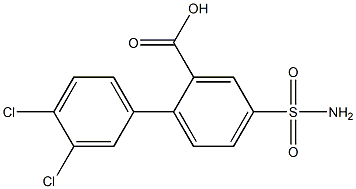 4-(aminosulfonyl)-3',4'-dichloro-1,1'-biphenyl-2-carboxylic acid 化学構造式