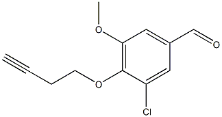 4-(but-3-yn-1-yloxy)-3-chloro-5-methoxybenzaldehyde 化学構造式