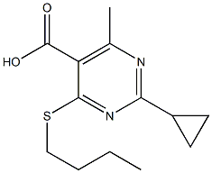 4-(butylthio)-2-cyclopropyl-6-methylpyrimidine-5-carboxylic acid,,结构式