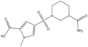 4-[(3-carbamoylpiperidine-1-)sulfonyl]-1-methyl-1H-pyrrole-2-carboxylic acid 结构式