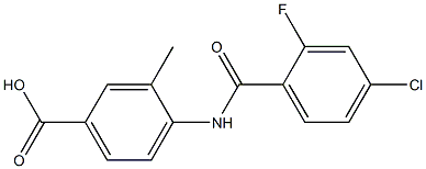 4-[(4-chloro-2-fluorobenzene)amido]-3-methylbenzoic acid,,结构式