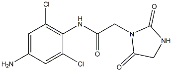 N-(4-amino-2,6-dichlorophenyl)-2-(2,5-dioxoimidazolidin-1-yl)acetamide,,结构式