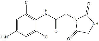 N-(4-amino-2,6-dichlorophenyl)-2-(2,5-dioxoimidazolidin-1-yl)acetamide 化学構造式