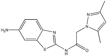N-(6-amino-1,3-benzothiazol-2-yl)-2-(3,5-dimethyl-1H-pyrazol-1-yl)acetamide 结构式