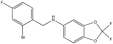 N-[(2-bromo-4-fluorophenyl)methyl]-2,2-difluoro-2H-1,3-benzodioxol-5-amine,,结构式