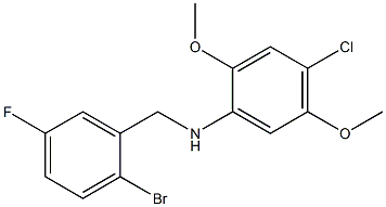 N-[(2-bromo-5-fluorophenyl)methyl]-4-chloro-2,5-dimethoxyaniline,,结构式