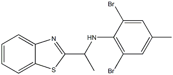 N-[1-(1,3-benzothiazol-2-yl)ethyl]-2,6-dibromo-4-methylaniline,,结构式