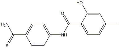 N-[4-(aminocarbonothioyl)phenyl]-2-hydroxy-4-methylbenzamide Struktur