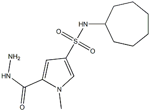 N-cycloheptyl-5-(hydrazinocarbonyl)-1-methyl-1H-pyrrole-3-sulfonamide 化学構造式