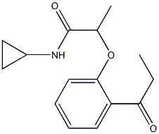 N-cyclopropyl-2-(2-propanoylphenoxy)propanamide 化学構造式