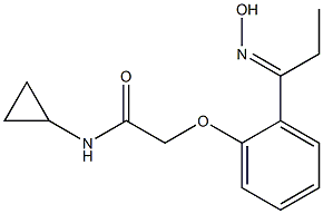 N-cyclopropyl-2-{2-[(1E)-N-hydroxypropanimidoyl]phenoxy}acetamide Struktur
