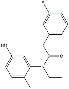N-ethyl-2-(3-fluorophenyl)-N-(5-hydroxy-2-methylphenyl)acetamide Struktur