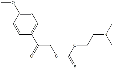 Dithiocarbonic acid O-(2-dimethylamino-ethyl) ester S-[2-(4-methoxy-phenyl)-2-oxo-ethyl] ester Struktur