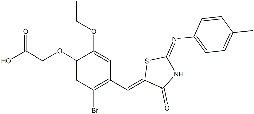 [5-bromo-2-ethoxy-4-({2-[(4-methylphenyl)imino]-4-oxo-1,3-thiazolidin-5-ylidene}methyl)phenoxy]acetic acid