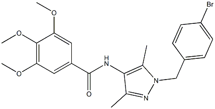 N-[1-(4-bromobenzyl)-3,5-dimethyl-1H-pyrazol-4-yl]-3,4,5-trimethoxybenzamide,,结构式