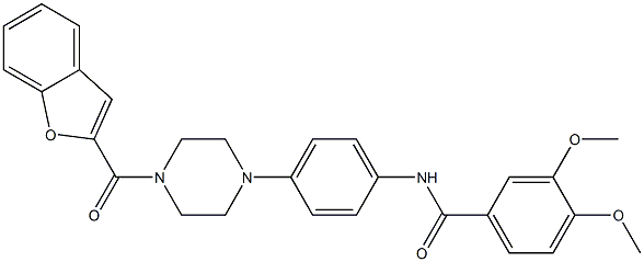 N-{4-[4-(1-benzofuran-2-ylcarbonyl)-1-piperazinyl]phenyl}-3,4-dimethoxybenzamide Structure