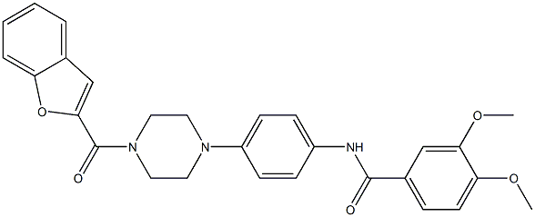 N-{4-[4-(1-benzofuran-2-ylcarbonyl)-1-piperazinyl]phenyl}-3,4-dimethoxybenzamide Struktur