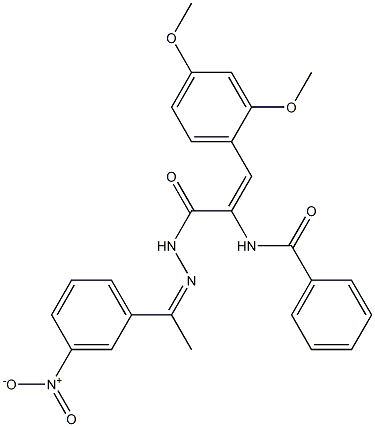 N-(2-(2,4-dimethoxyphenyl)-1-{[2-(1-{3-nitrophenyl}ethylidene)hydrazino]carbonyl}vinyl)benzamide 结构式