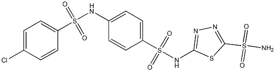 5-{[(4-{[(4-chlorophenyl)sulfonyl]amino}phenyl)sulfonyl]amino}-1,3,4-thiadiazole-2-sulfonamide Structure