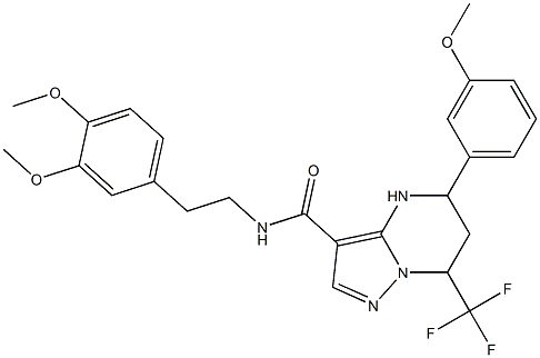 N-[2-(3,4-dimethoxyphenyl)ethyl]-5-(3-methoxyphenyl)-7-(trifluoromethyl)-4,5,6,7-tetrahydropyrazolo[1,5-a]pyrimidine-3-carboxamide,,结构式