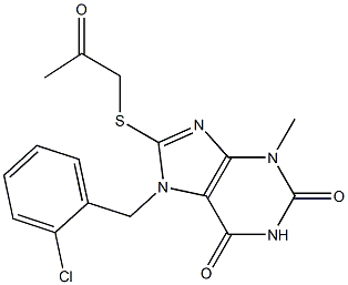 7-(2-chlorobenzyl)-3-methyl-8-[(2-oxopropyl)sulfanyl]-3,7-dihydro-1H-purine-2,6-dione 结构式