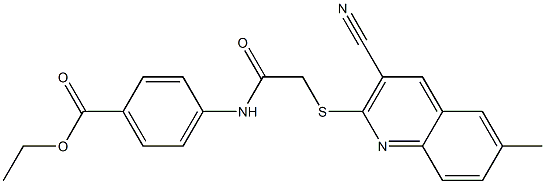 ethyl 4-({[(3-cyano-6-methyl-2-quinolinyl)sulfanyl]acetyl}amino)benzoate 化学構造式