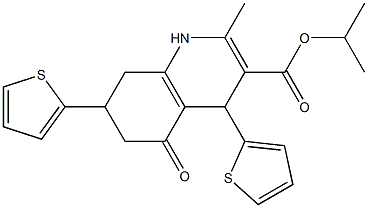 isopropyl 2-methyl-5-oxo-4,7-di(2-thienyl)-1,4,5,6,7,8-hexahydro-3-quinolinecarboxylate 化学構造式