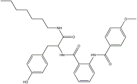 N-[2-(heptylamino)-1-(4-hydroxybenzyl)-2-oxoethyl]-2-[(4-methoxybenzoyl)amino]benzamide Structure