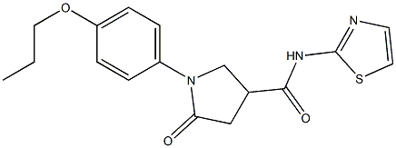 5-oxo-1-(4-propoxyphenyl)-N-(1,3-thiazol-2-yl)-3-pyrrolidinecarboxamide 化学構造式