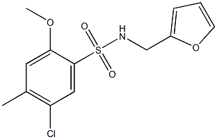 5-chloro-N-(2-furylmethyl)-2-methoxy-4-methylbenzenesulfonamide Struktur