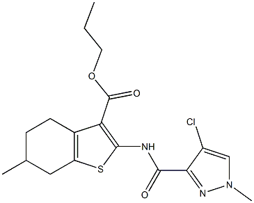 propyl 2-{[(4-chloro-1-methyl-1H-pyrazol-3-yl)carbonyl]amino}-6-methyl-4,5,6,7-tetrahydro-1-benzothiophene-3-carboxylate