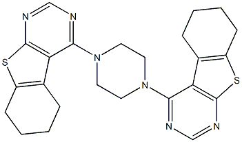 4-[4-(5,6,7,8-tetrahydro[1]benzothieno[2,3-d]pyrimidin-4-yl)-1-piperazinyl]-5,6,7,8-tetrahydro[1]benzothieno[2,3-d]pyrimidine Struktur