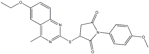 3-[(6-ethoxy-4-methyl-2-quinazolinyl)sulfanyl]-1-(4-methoxyphenyl)-2,5-pyrrolidinedione Structure