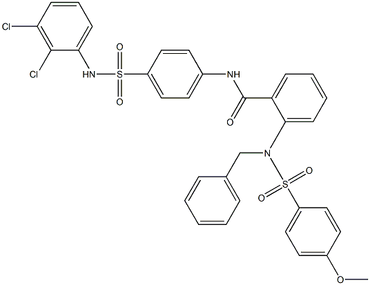 2-{benzyl[(4-methoxyphenyl)sulfonyl]amino}-N-{4-[(2,3-dichloroanilino)sulfonyl]phenyl}benzamide 化学構造式