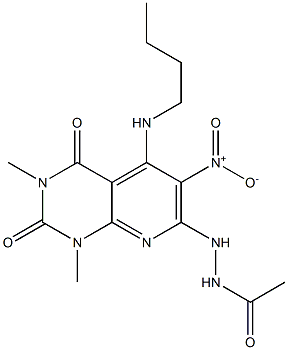 N'-{5-(butylamino)-6-nitro-1,3-dimethyl-2,4-dioxo-1,2,3,4-tetrahydropyrido[2,3-d]pyrimidin-7-yl}acetohydrazide Structure