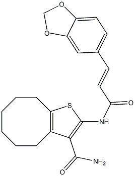2-{[3-(1,3-benzodioxol-5-yl)acryloyl]amino}-4,5,6,7,8,9-hexahydrocycloocta[b]thiophene-3-carboxamide Structure