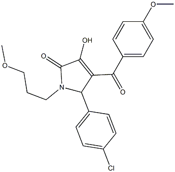 5-(4-chlorophenyl)-3-hydroxy-4-(4-methoxybenzoyl)-1-(3-methoxypropyl)-1,5-dihydro-2H-pyrrol-2-one,,结构式