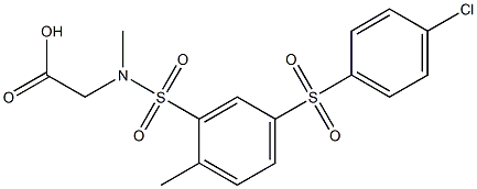 [({5-[(4-chlorophenyl)sulfonyl]-2-methylphenyl}sulfonyl)(methyl)amino]acetic acid,,结构式