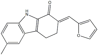 2-(2-furylmethylene)-6-methyl-2,3,4,9-tetrahydro-1H-carbazol-1-one 化学構造式