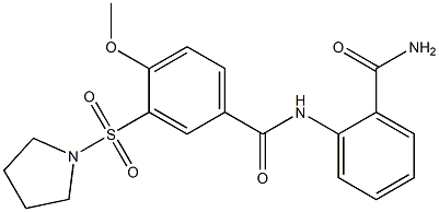 N-[2-(aminocarbonyl)phenyl]-4-methoxy-3-(1-pyrrolidinylsulfonyl)benzamide Struktur