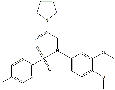 N-(3,4-dimethoxyphenyl)-4-methyl-N-[2-oxo-2-(1-pyrrolidinyl)ethyl]benzenesulfonamide 化学構造式