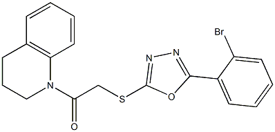 5-(2-bromophenyl)-1,3,4-oxadiazol-2-yl 2-(3,4-dihydro-1(2H)-quinolinyl)-2-oxoethyl sulfide,,结构式