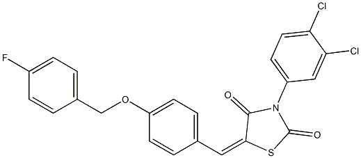 3-(3,4-dichlorophenyl)-5-{4-[(4-fluorobenzyl)oxy]benzylidene}-1,3-thiazolidine-2,4-dione Struktur
