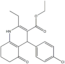 ethyl 4-(4-chlorophenyl)-2-ethyl-5-oxo-1,4,5,6,7,8-hexahydroquinoline-3-carboxylate 化学構造式